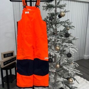 Boys HELLY HANSEN Ski Bib snowboard pants Sz 7 Neon Safety Orange
